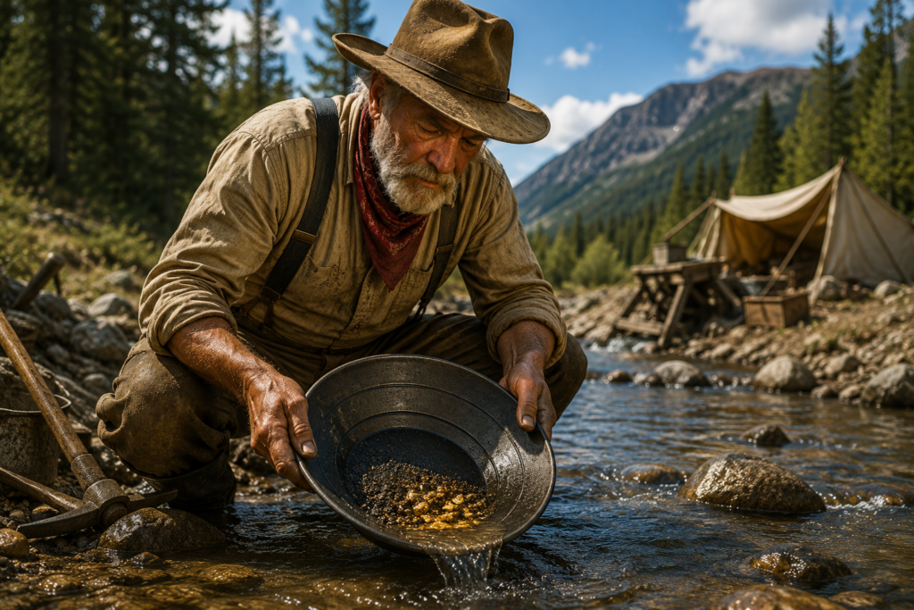 Miner panning for gold