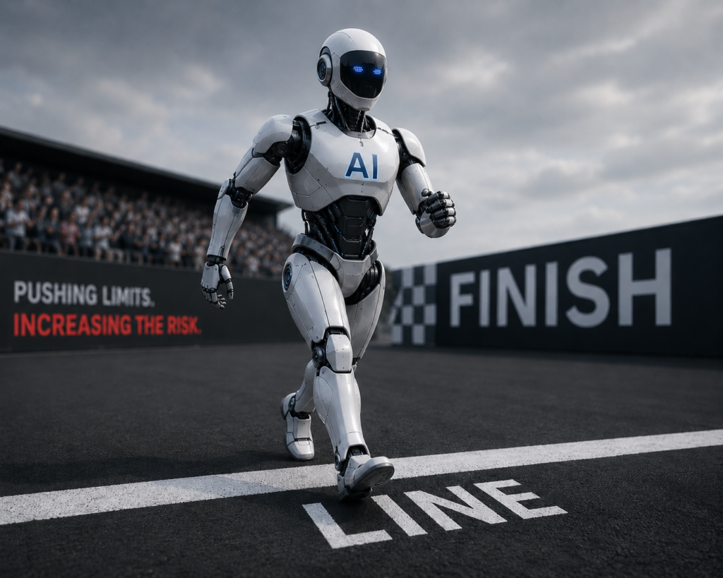 Robot crossing the finish line